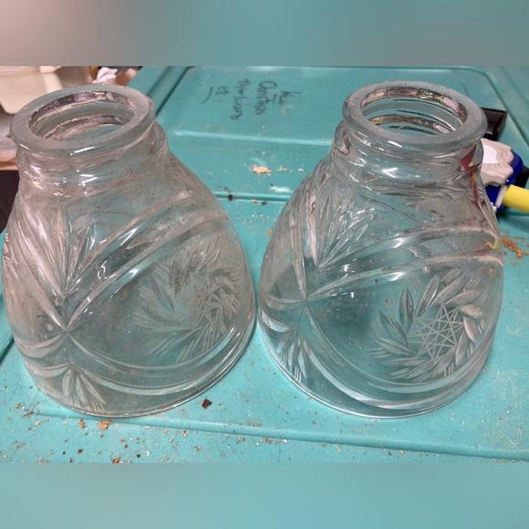 Antique  cut glass light shades - Picture 1 of 4